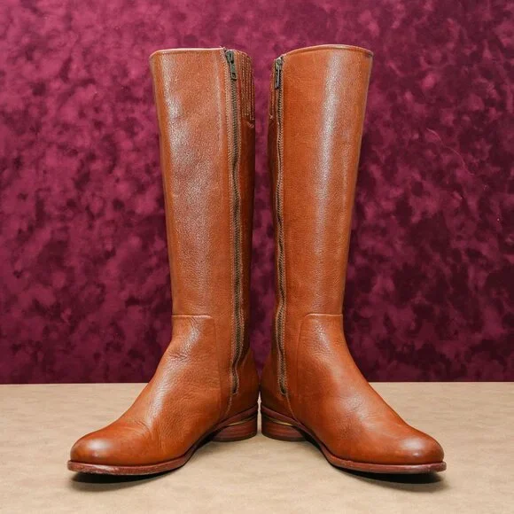 Frye Women Charlie Seam Brown Leather Zip Riding Equestrian Boots Sz 6.5